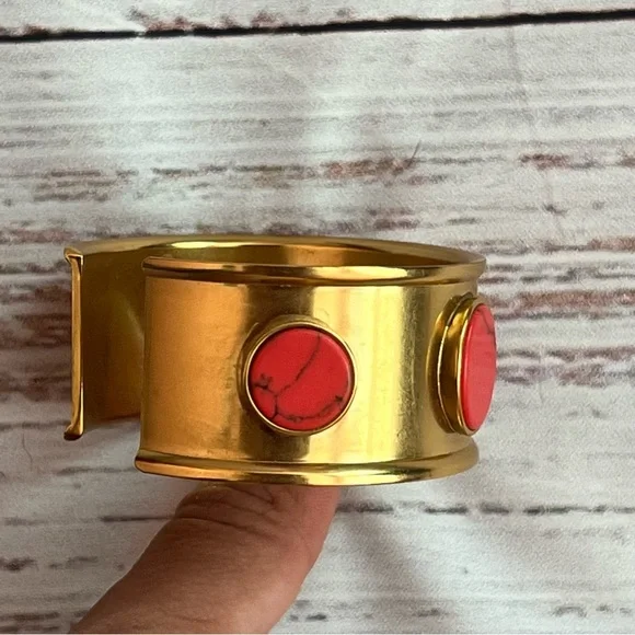 Kate Spade Gold Cuff with Orange Stones - Picture 3 of 7